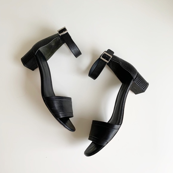 Vince Shoes - VINCE. Embossed Leather Rita Heels in Black